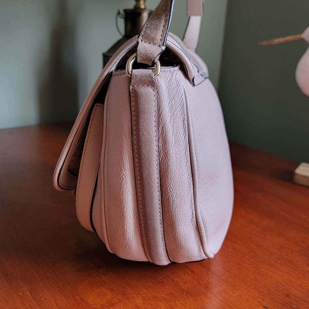 Kate Spade Hunts Place Marsi Taupe Leather Suede Saddle Crossbody Bag - Picture 5 of 16